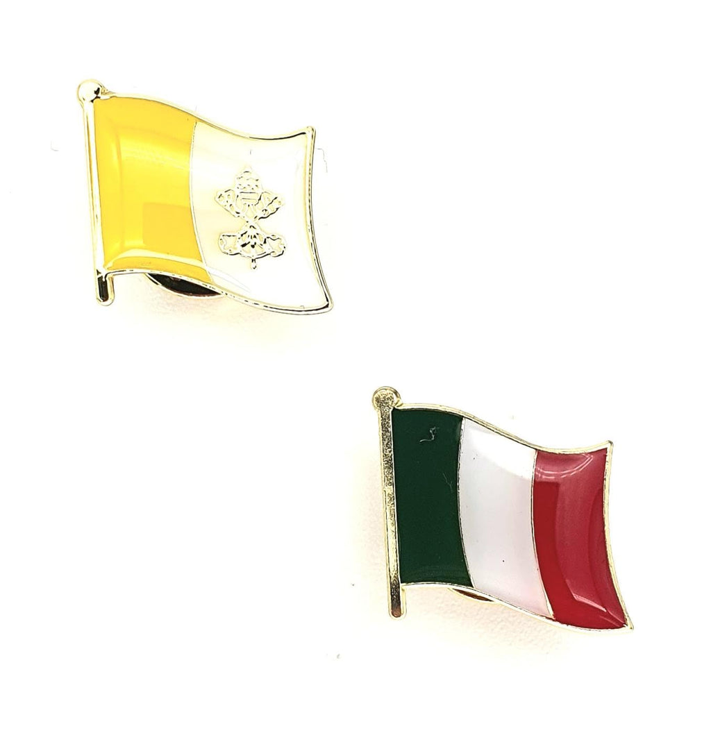 Italy Italian Vatican City EU Europe Metal Enamel Country Flag Pin Badge Pack of 2
