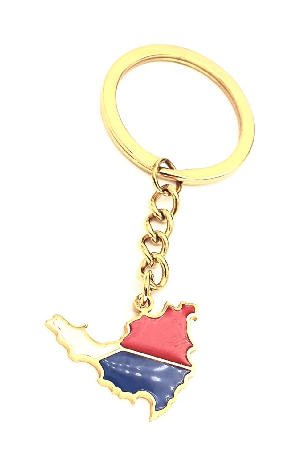 SNS Components Saint Martin Sint Maarten Map Outline Caribbean Gold Country Flag Country Flag Key Ring Chain Metal Enamel Keyring