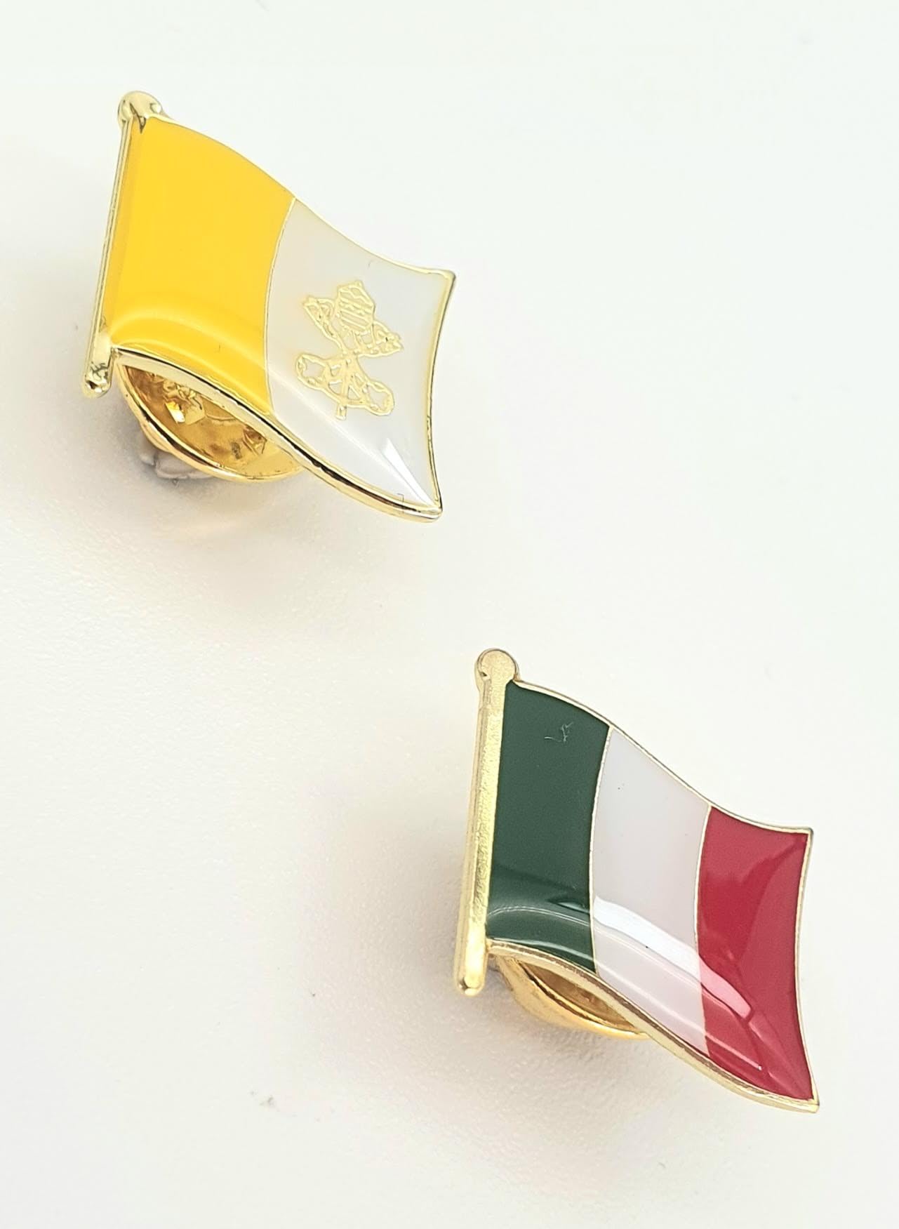 Italy Italian Vatican City EU Europe Metal Enamel Country Flag Pin Badge Pack of 2