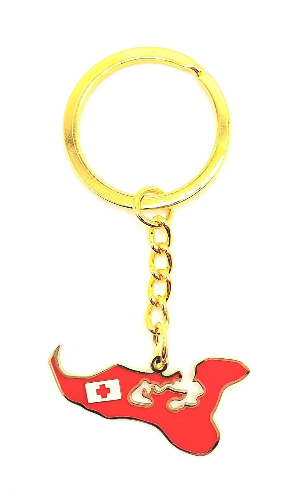 SNS Components Tonga Oceana Pacific Map Outline Gold Country Flag Key Ring Chain Metal Enamel Keyring