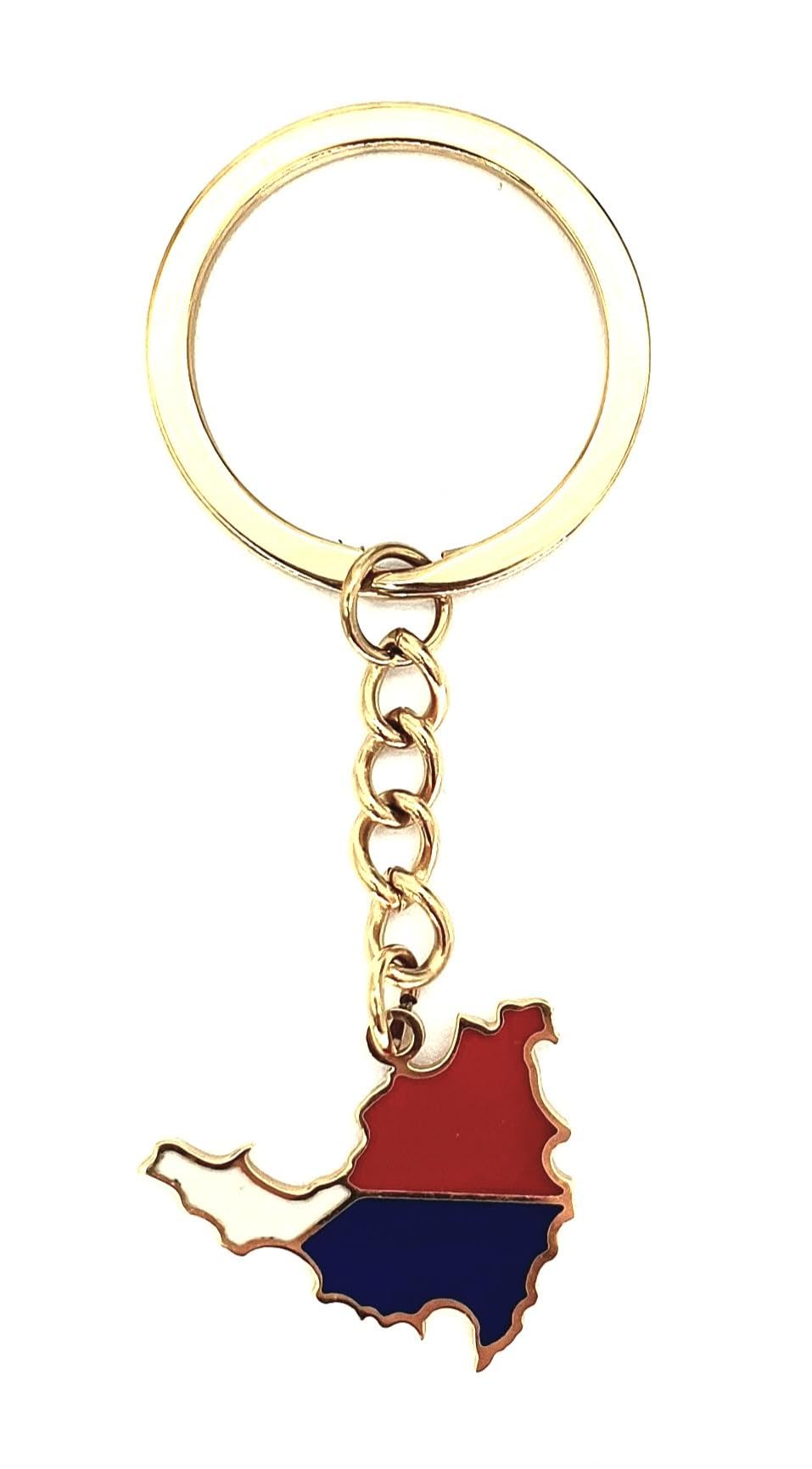 SNS Components Saint Martin Sint Maarten Map Outline Caribbean Gold Country Flag Country Flag Key Ring Chain Metal Enamel Keyring