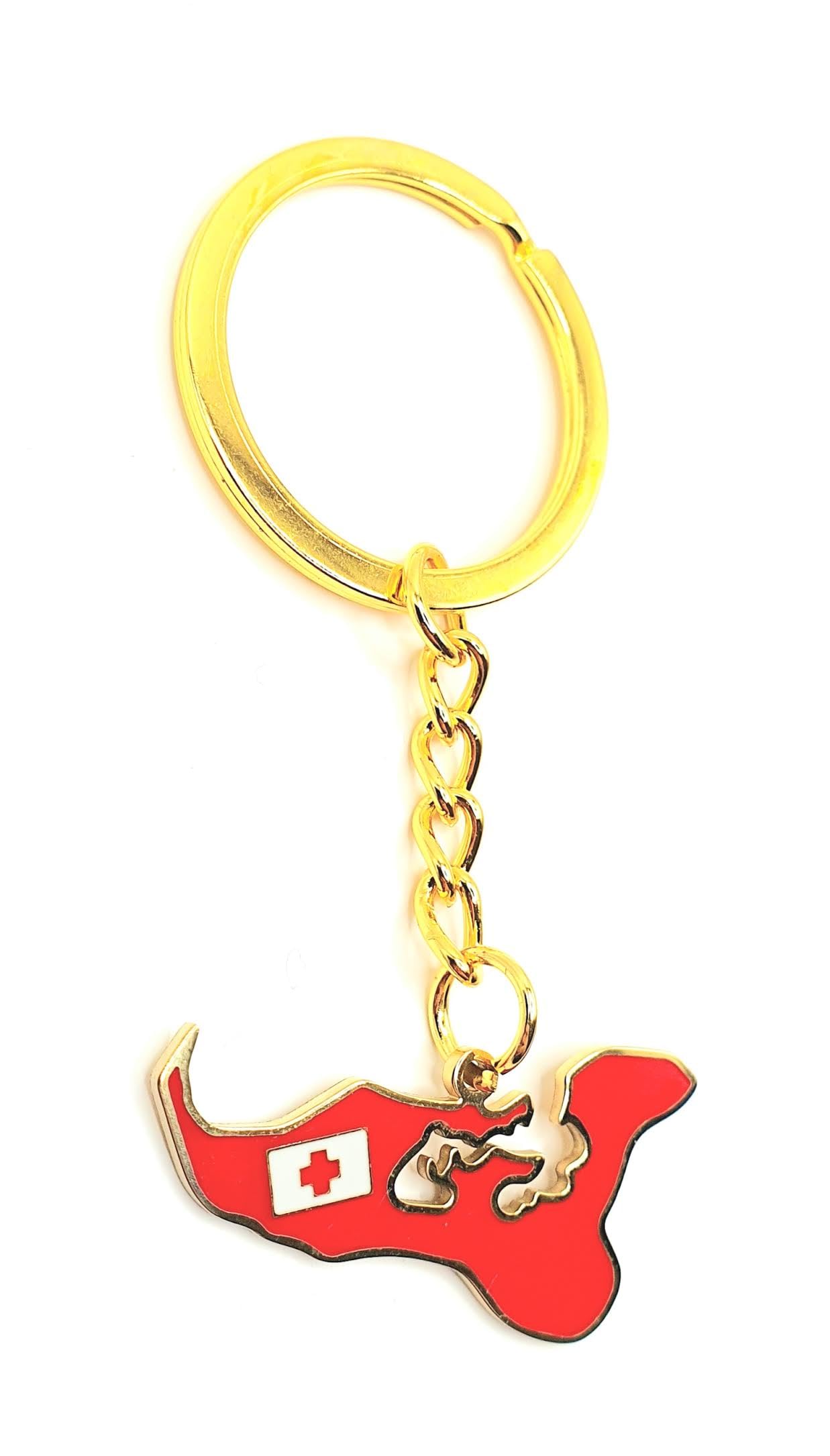 SNS Components Tonga Oceana Pacific Map Outline Gold Country Flag Key Ring Chain Metal Enamel Keyring