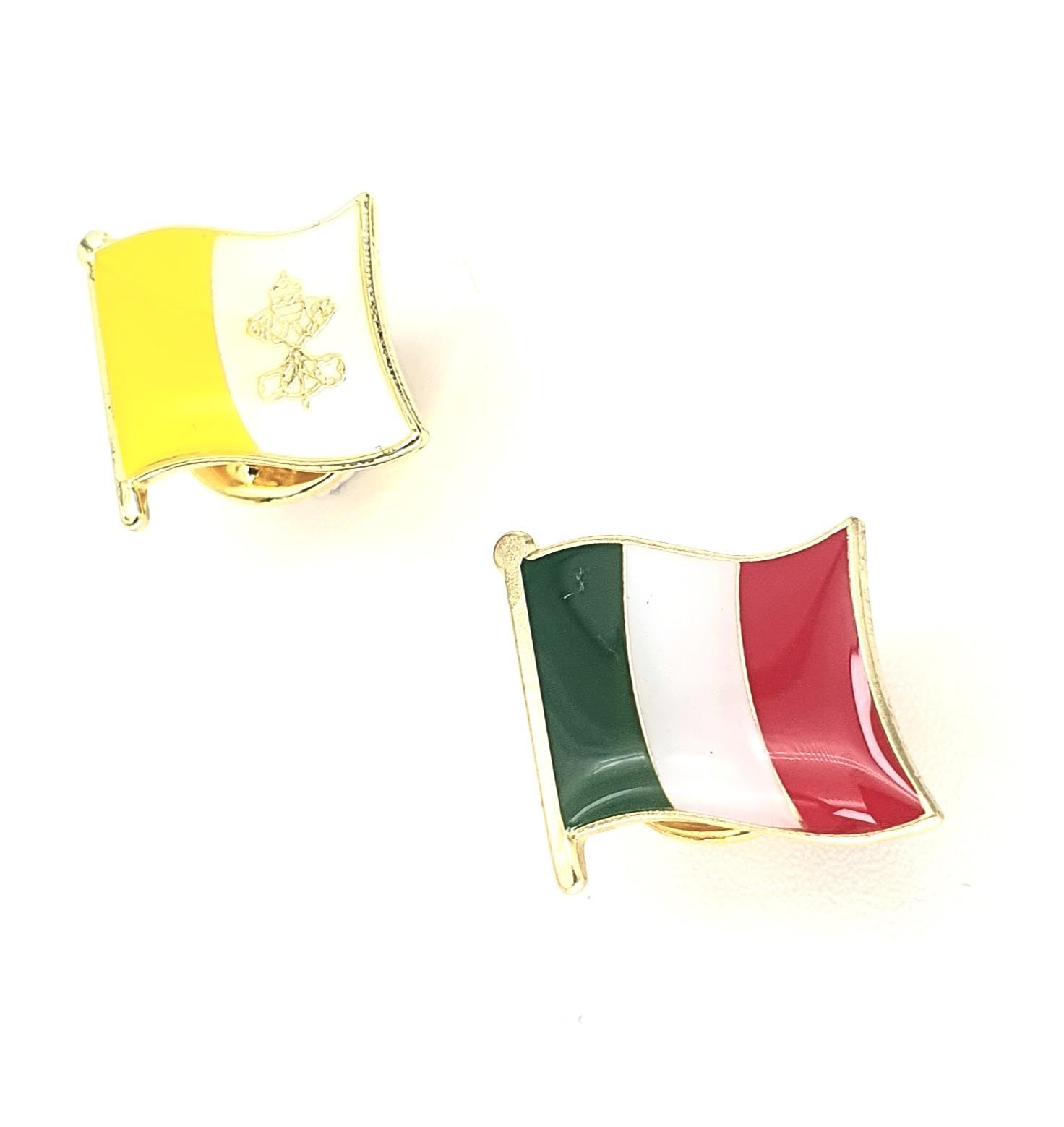 Italy Italian Vatican City EU Europe Metal Enamel Country Flag Pin Badge Pack of 2