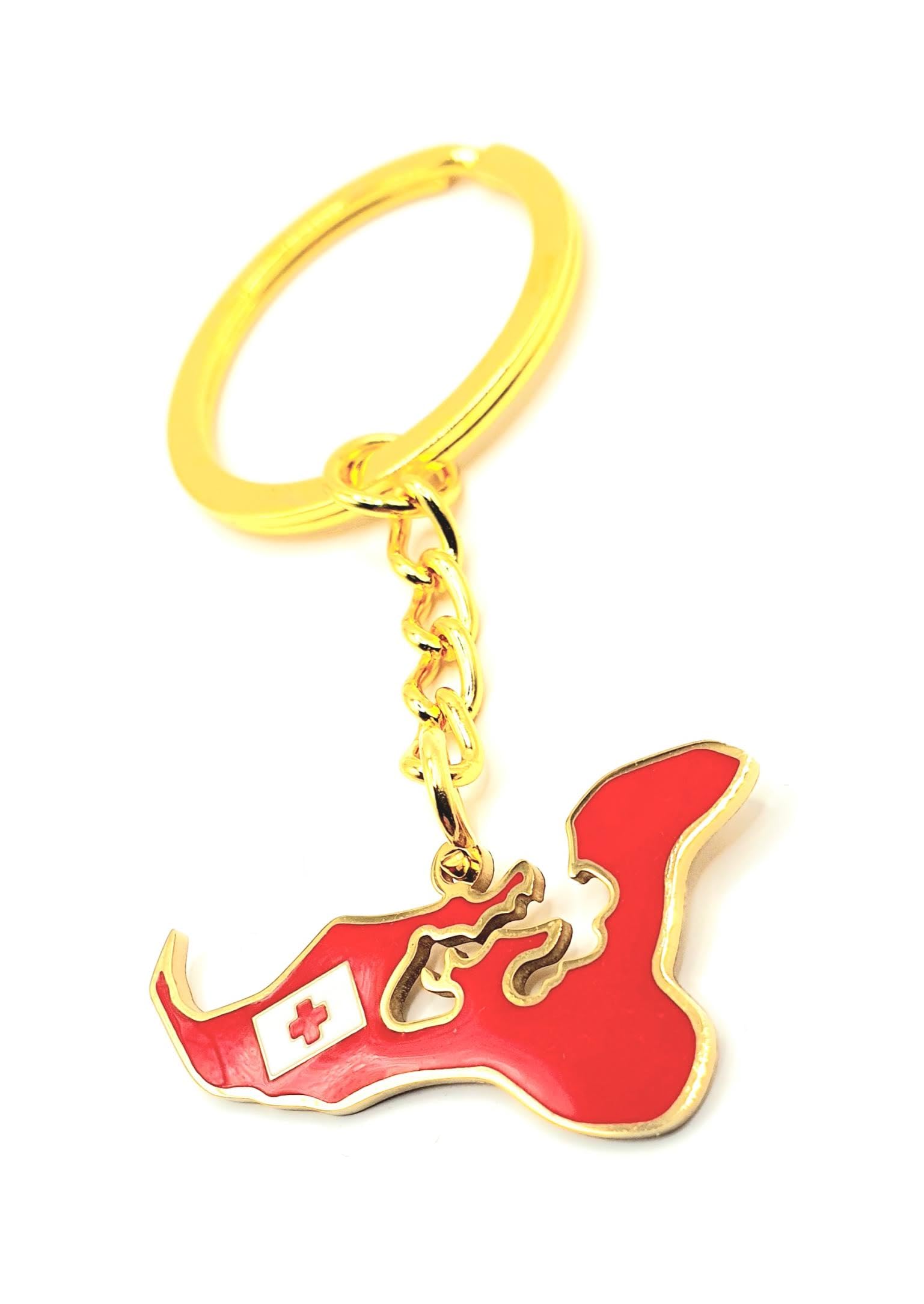 SNS Components Tonga Oceana Pacific Map Outline Gold Country Flag Key Ring Chain Metal Enamel Keyring