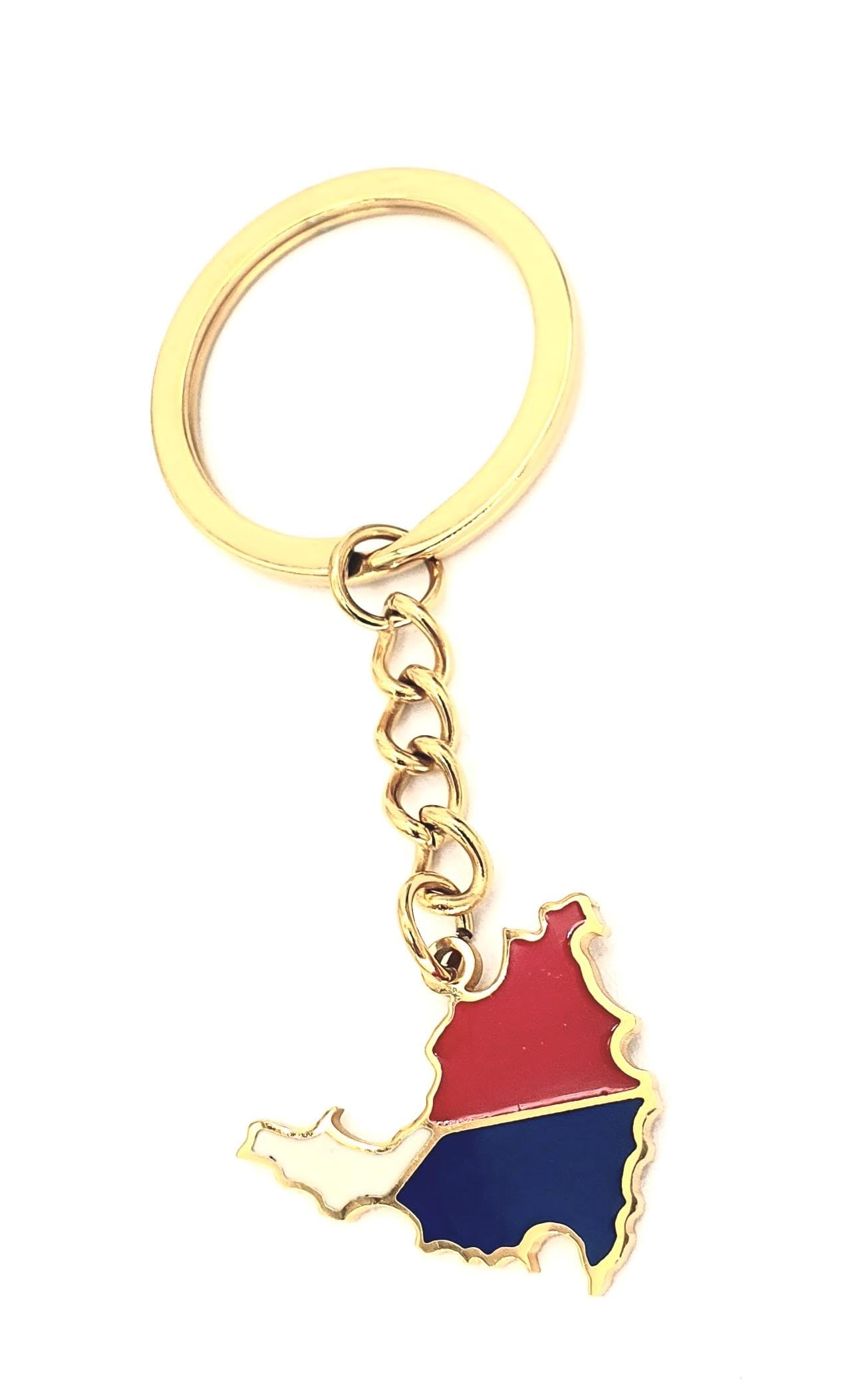 SNS Components Saint Martin Sint Maarten Map Outline Caribbean Gold Country Flag Country Flag Key Ring Chain Metal Enamel Keyring