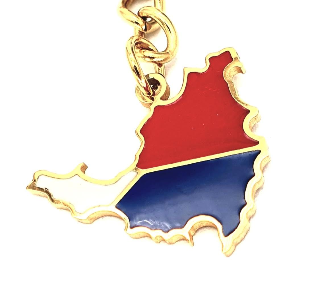SNS Components Saint Martin Sint Maarten Map Outline Caribbean Gold Country Flag Country Flag Key Ring Chain Metal Enamel Keyring