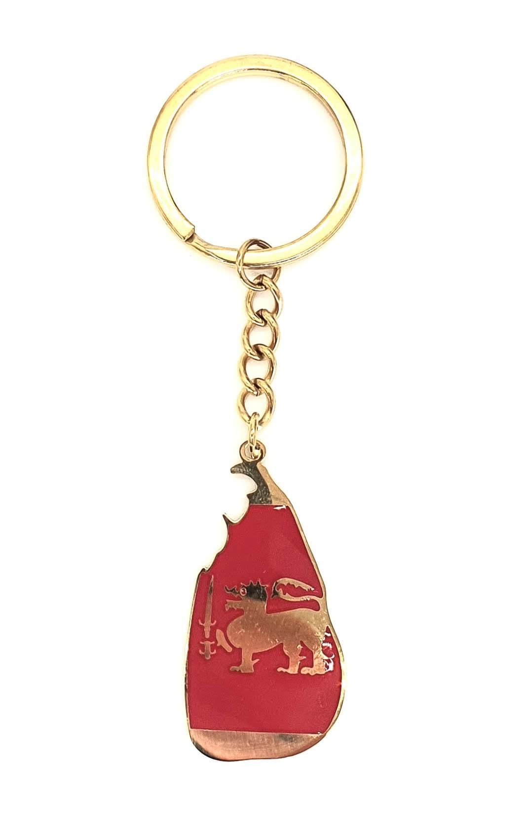 SNS Components Sri Lanka Map Outline Gold Country Flag Key Ring Chain Metal Enamel Keyring