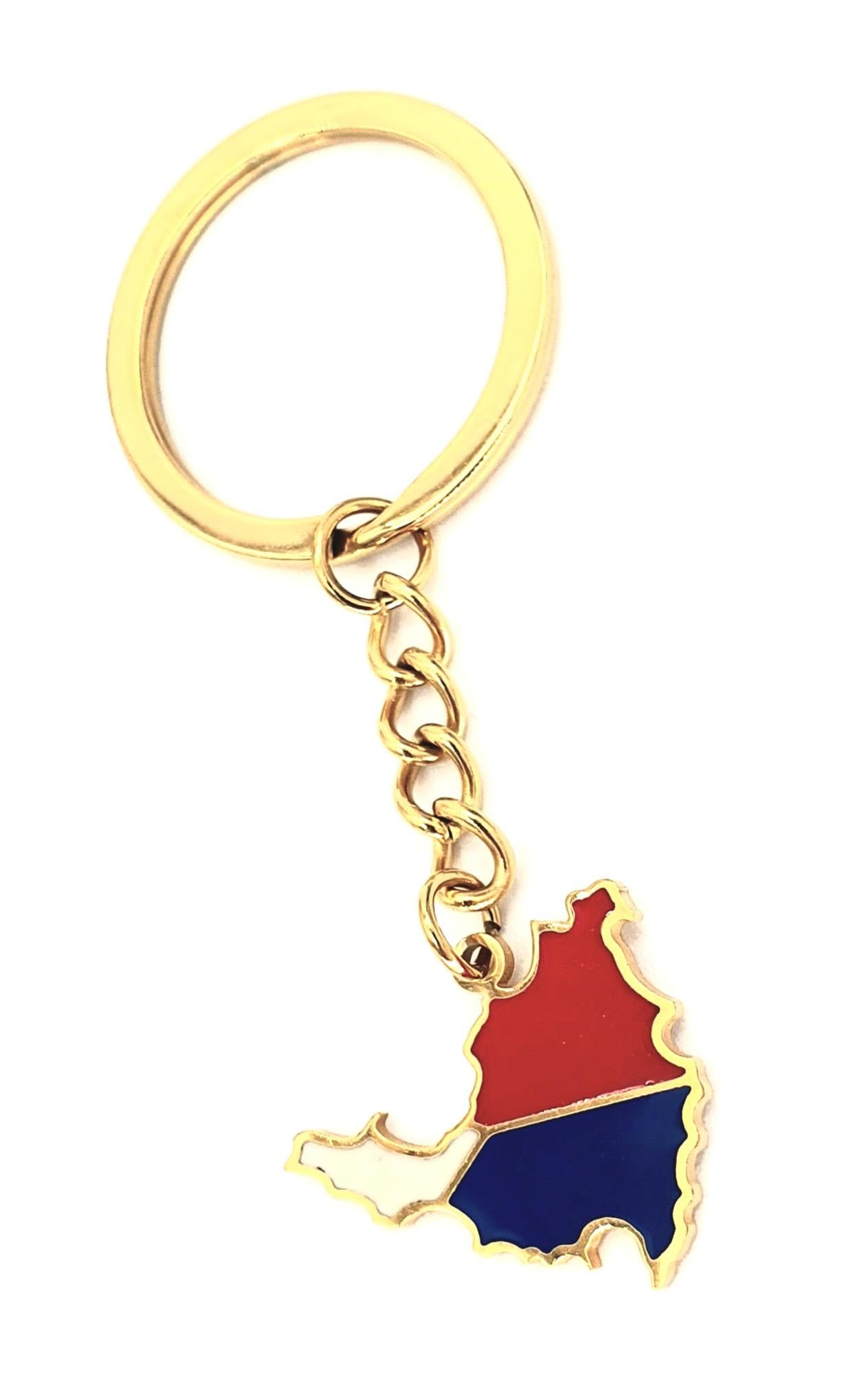 SNS Components Saint Martin Sint Maarten Map Outline Caribbean Gold Country Flag Country Flag Key Ring Chain Metal Enamel Keyring